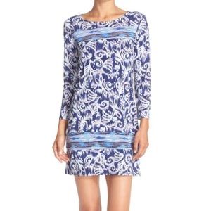 BCBGMaxAzria Noely Royal Blue Print Dress M